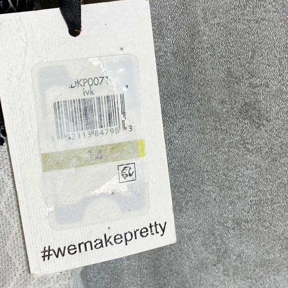 KENSIE Women's Black-White Sleeveless Halter Illusion Lace Embroidered Dress - Picture 10 of 11